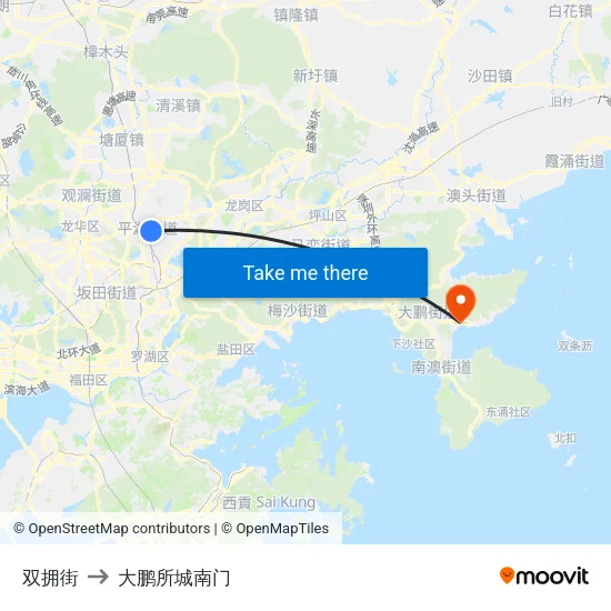 双拥街 to 大鹏所城南门 map
