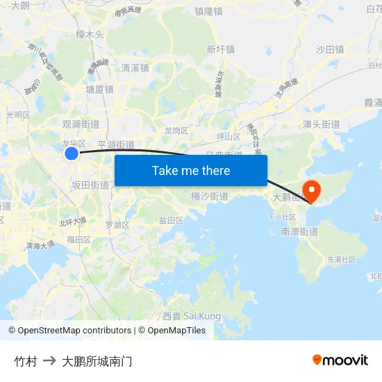 竹村 to 大鹏所城南门 map