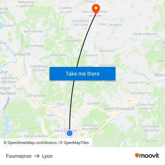Fourneyron to Lyon map
