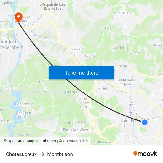 Chateaucreux to Montbrison map