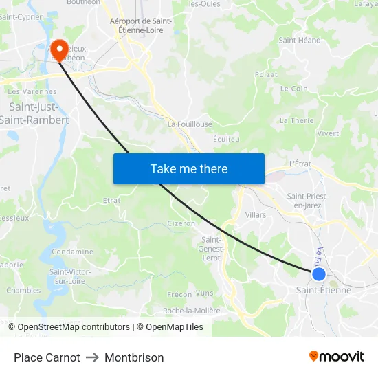 Place Carnot to Montbrison map