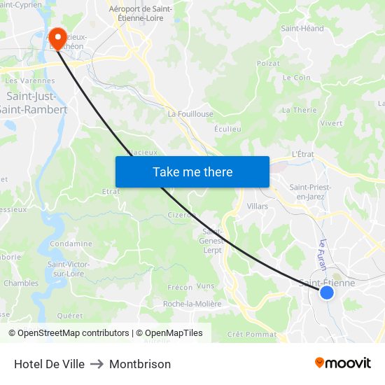 Hotel De Ville to Montbrison map