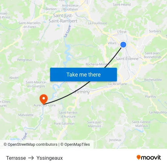 Terrasse to Yssingeaux map