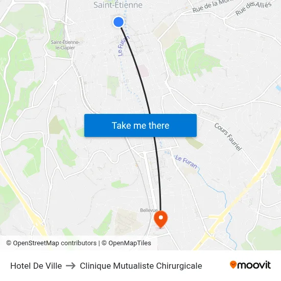 Hotel De Ville to Clinique Mutualiste Chirurgicale map