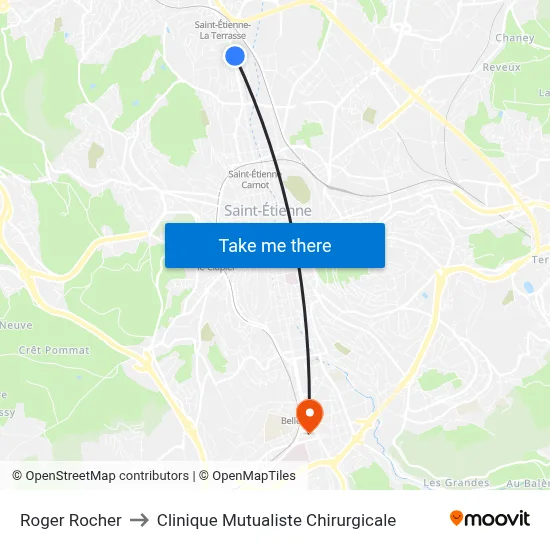 Roger Rocher to Clinique Mutualiste Chirurgicale map