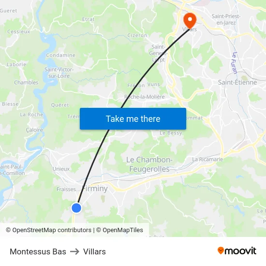Montessus Bas to Villars map