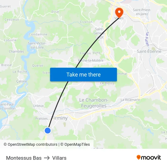 Montessus Bas to Villars map