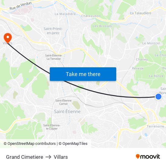 Grand Cimetiere to Villars map