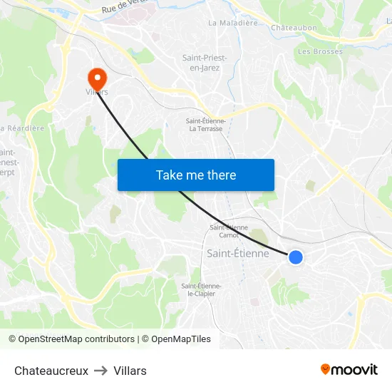 Chateaucreux to Villars map