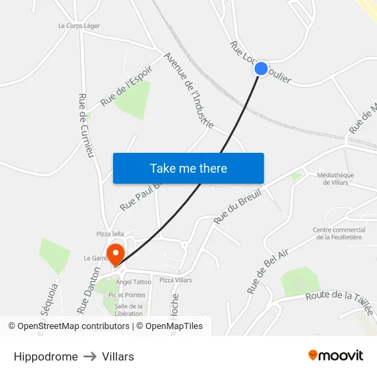Hippodrome to Villars map