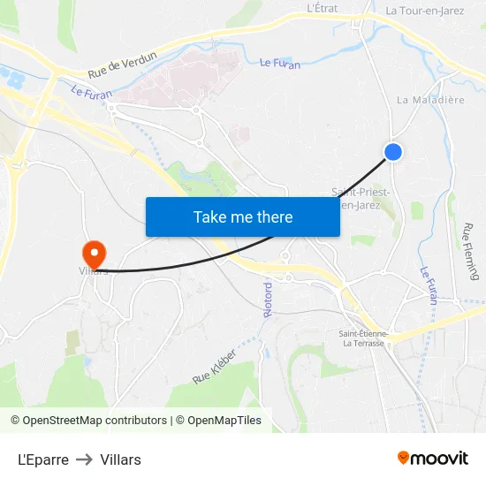 L'Eparre to Villars map