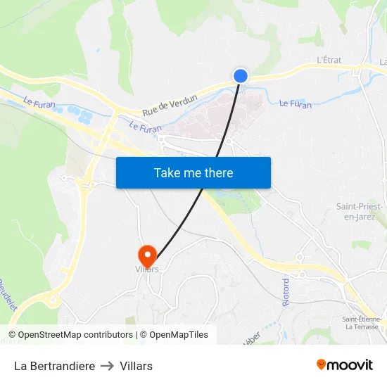 La Bertrandiere to Villars map