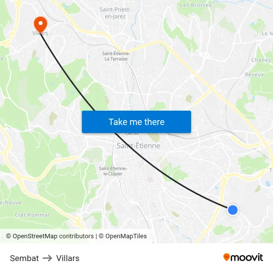 Sembat to Villars map