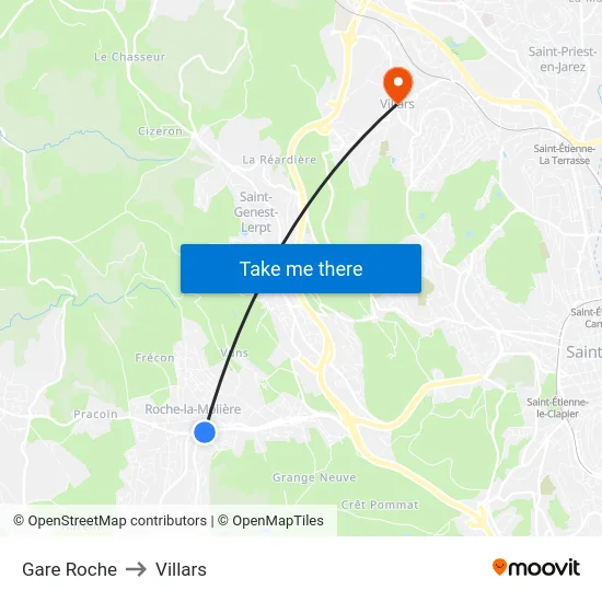 Gare Roche to Villars map