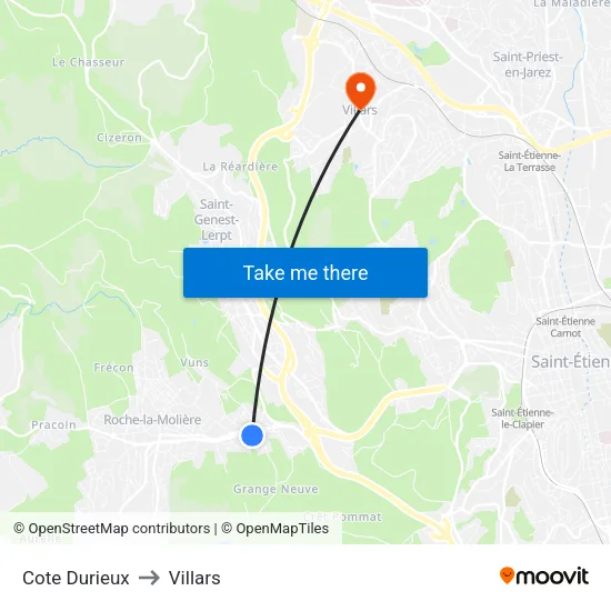 Cote Durieux to Villars map