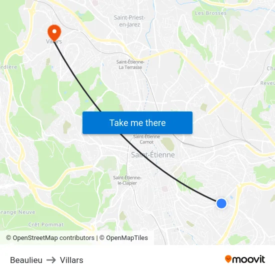 Beaulieu to Villars map