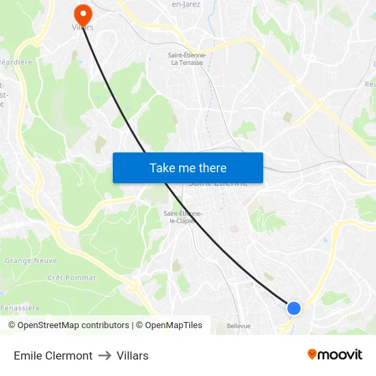 Emile Clermont to Villars map
