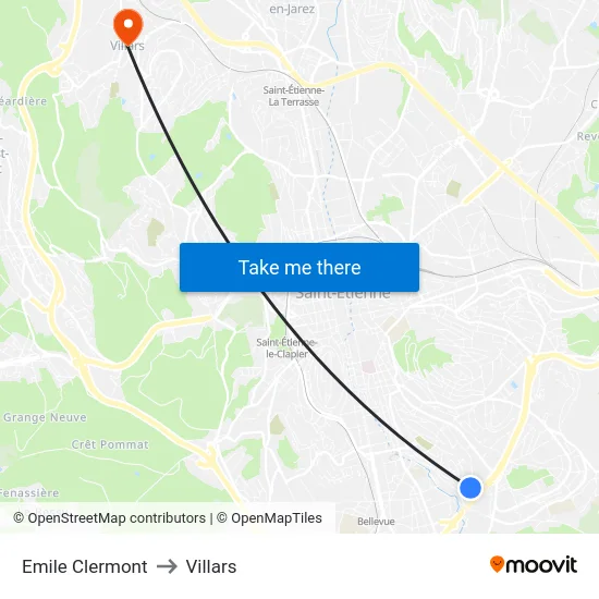 Emile Clermont to Villars map