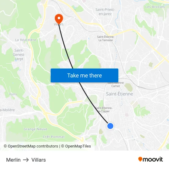 Merlin to Villars map