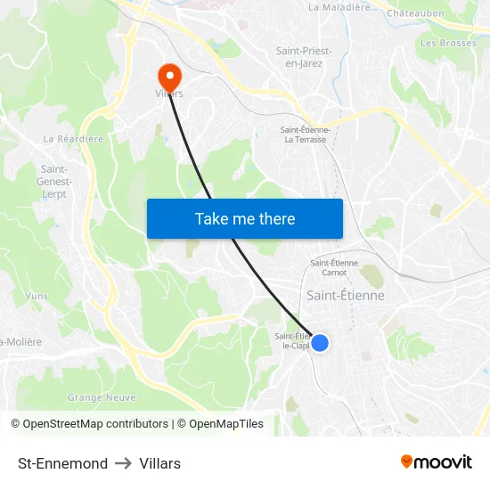 St-Ennemond to Villars map
