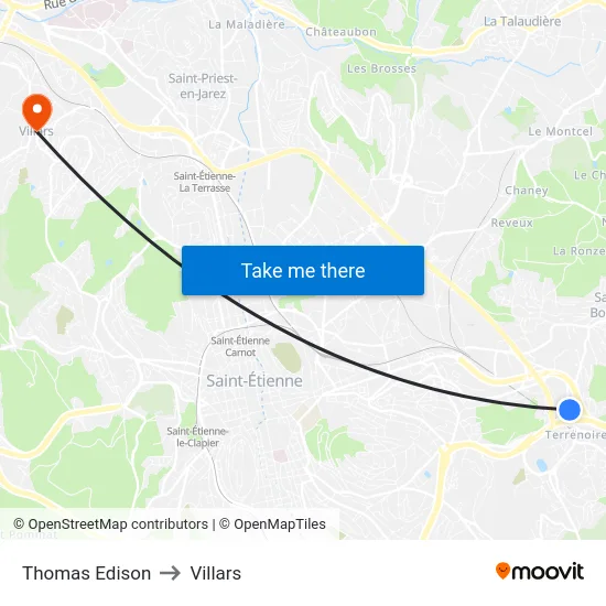 Thomas Edison to Villars map