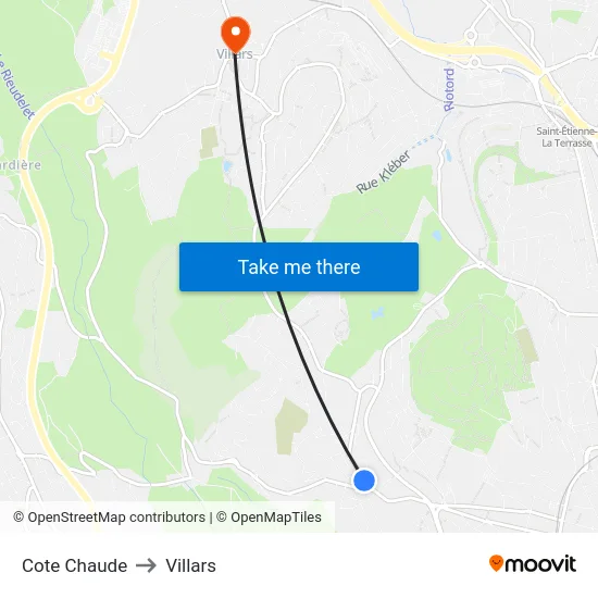 Cote Chaude to Villars map