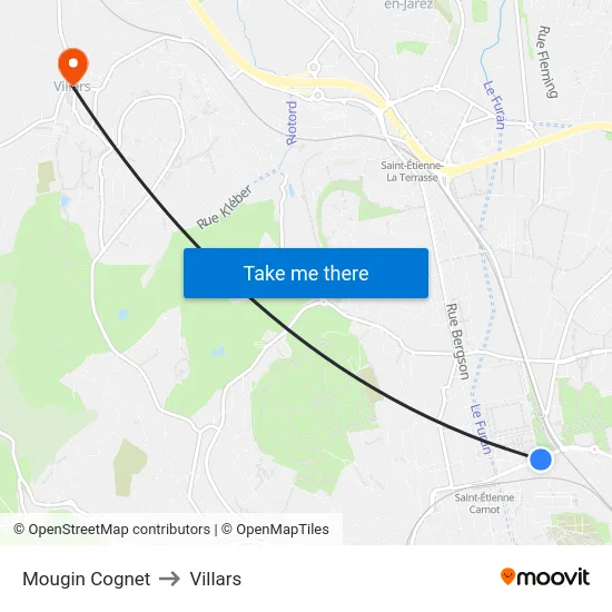 Mougin Cognet to Villars map