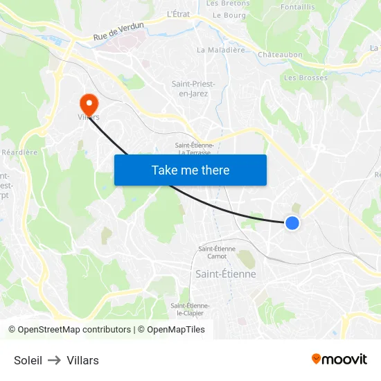 Soleil to Villars map