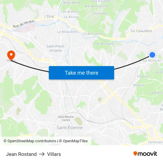Jean Rostand to Villars map