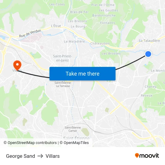 George Sand to Villars map