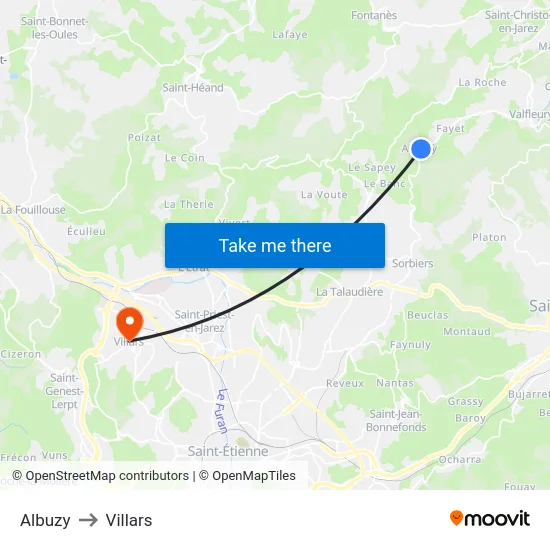 Albuzy to Villars map