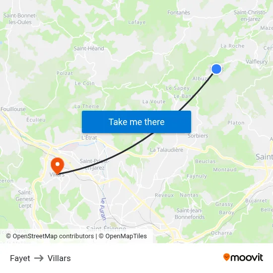 Fayet to Villars map