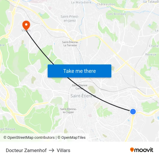 Docteur Zamenhof to Villars map