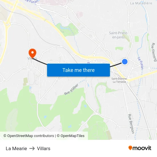 La Mearie to Villars map