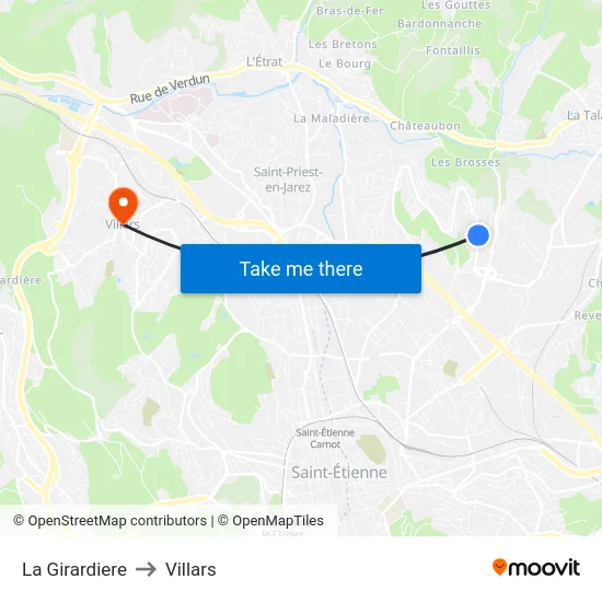 La Girardiere to Villars map