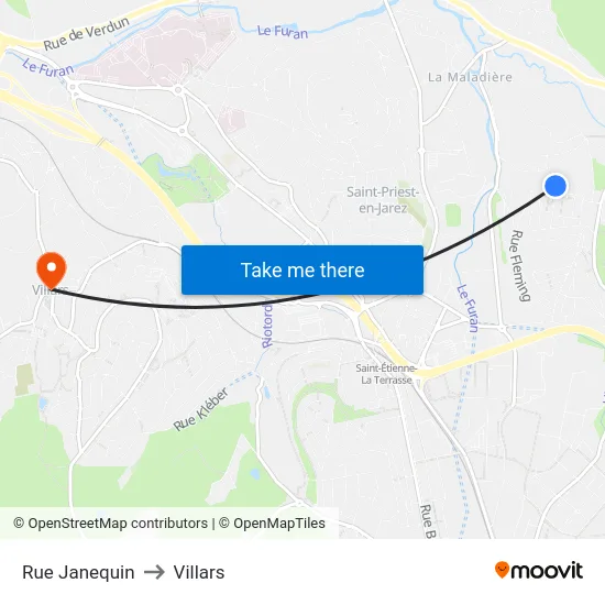 Rue Janequin to Villars map