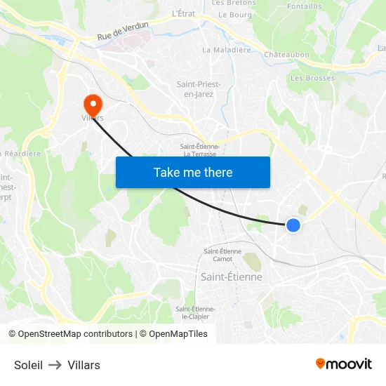 Soleil to Villars map