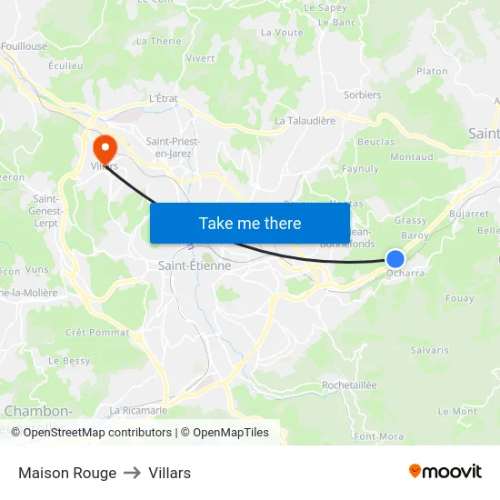 Maison Rouge to Villars map
