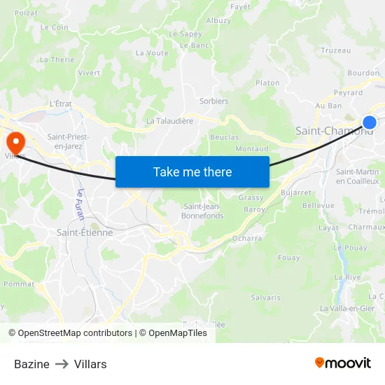 Bazine to Villars map