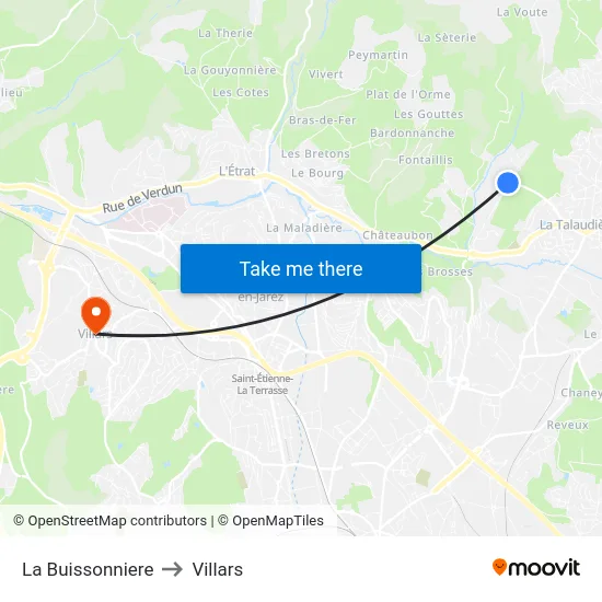 La Buissonniere to Villars map