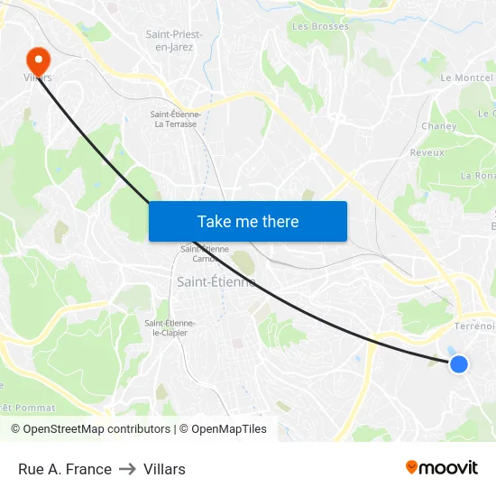 Rue A. France to Villars map