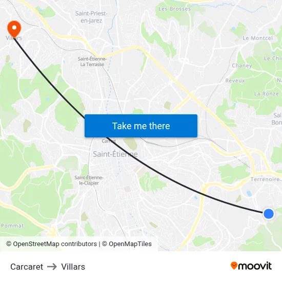 Carcaret to Villars map
