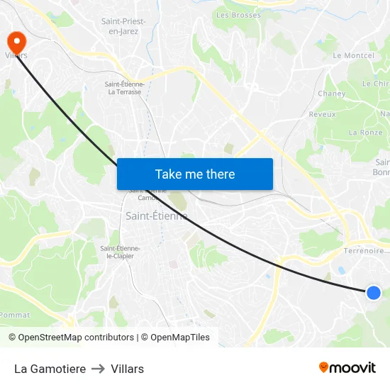 La Gamotiere to Villars map