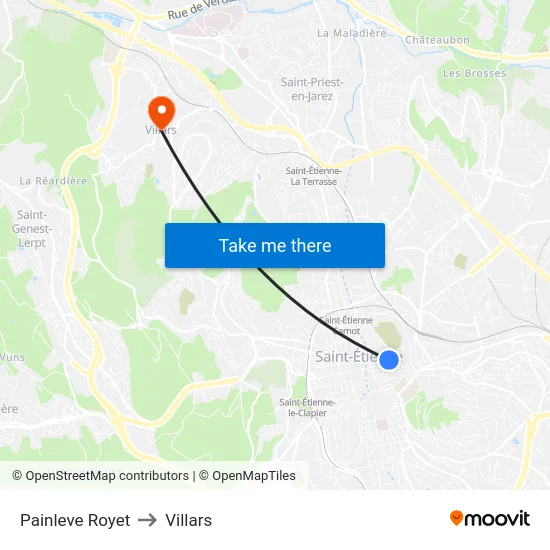 Painleve Royet to Villars map