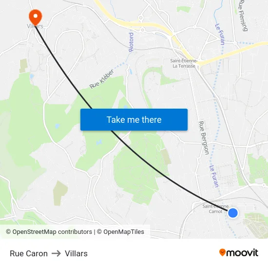 Rue Caron to Villars map