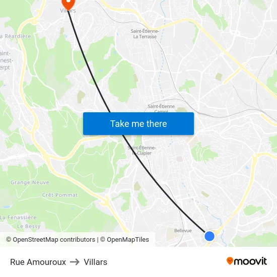Rue Amouroux to Villars map