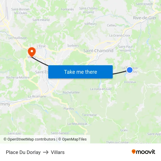 Place Du Dorlay to Villars map