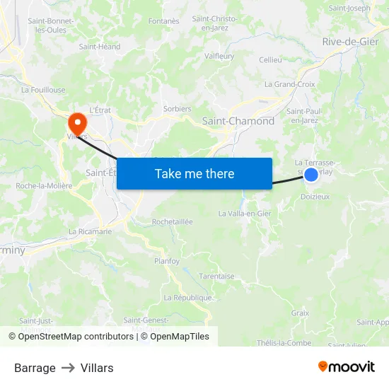 Barrage to Villars map