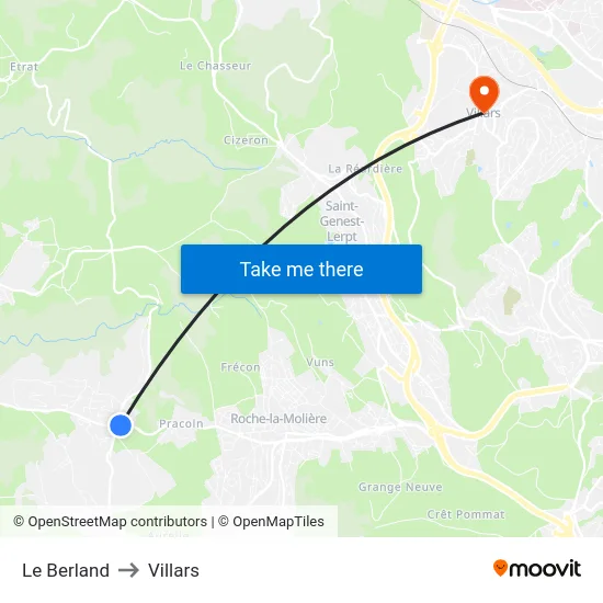 Le Berland to Villars map