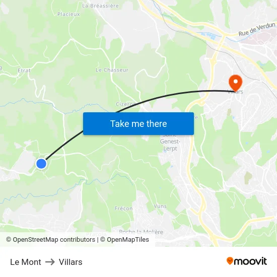 Le Mont to Villars map